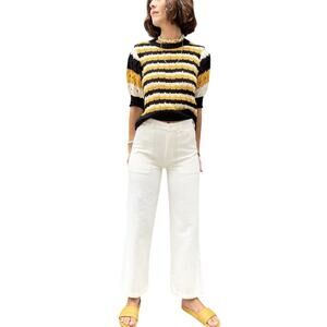 Lacausa Clothing Women's ARLO Cream Cotton Twill Trousers Size Large 10-12